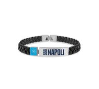Bracciale Uomo SSC NAPOLI B-NB017ULN Pelle Nero Logo OFFICIAL