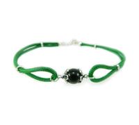 Bracciale uomo Su Coccu portafortuna sardo cordino verde argento e onice kokkos