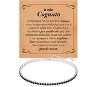 Bracciale Uomo Tennis Argento Sterling 925 Cognato Compleanno Idee Regali per lui, Bracciali cognati Brillanti oro Idea Regalo Natale - Cofanetto con DEDICA incluso (A mio Cognato - Tennis)
