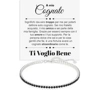 Bracciale Uomo Tennis Argento Sterling 925 Cognato Compleanno Idee Regali per lui, Bracciali cognati Brillanti oro Idea Regalo Natale - Cofanetto con DEDICA incluso (A mio Cognato - Argento)