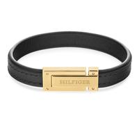 Bracciale Uomo TOMMY HILFIGER FLAT 2790561 Pelle Nero Gold Dorato