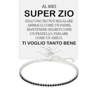 Bracciale Uomo Zio Argento Sterling 925 Compleanno Idee Regali per lui, Bracciali zii Tennis Brillanti oro Idea Regalo Natale Zii da nipote - Cofanetto con DEDICA incluso (Super Zio)