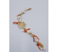 Bracciale Venere con perle bianche e corallo rosso naturale
