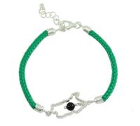Bracciale verde Sardegna centrale in argento con pietra nera su coccu pendente