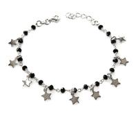 Bracciale vero Argento 925 ciondoli stella stellina cristalli neri regolabile