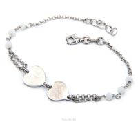 Bracciale vero argento 925 doppio cuore satinato cerchio cristallo rosso bianco