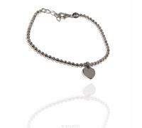 bracciale vero argento 925 sfere palline 3mm ciondolo cuore liscio massiccio