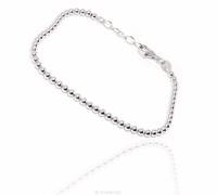 bracciale vero argento 925 sfere palline 3mm ciondolo cuore liscio massiccio