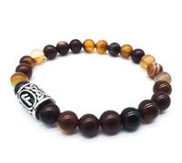 Bracciale vichingo Futhark Rune con pietra preziosa (18/21 cm, donna/uomo) in confezione regalo | Protezione fortuna energia, 18 cm Innenumfang, Agata, acciaio inossidabile