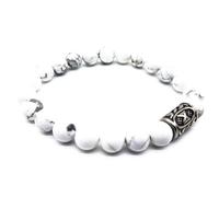 Bracciale vichingo Futhark Rune con pietra preziosa (18/21 cm, donna/uomo) in confezione regalo | Protezione fortuna energia, 18 cm Innenumfang, Acciaio inossidabile