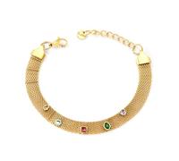 Bracciale Vintage A Catena In Rete Geometrica Per Le Donne-Accento Di Cristallo In Acciaio Inossidabile Regolabile 18+ 3cm, 5,6g Di Gioielli Leggeri A Catena A Mano