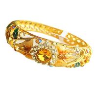 Bracciale vintage, bracciale cloisonné, braccialetti con strass traforati, gioielli vintage smaltati ovali, bracciale dorato, One Size, Acetato, Non si tratta di una pietra preziosa