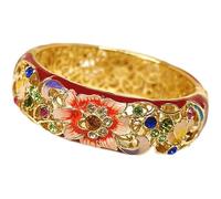 Bracciale vintage, bracciale cloisonné, braccialetti traforati con grandi fiori e strass smaltati, gioielli vintage dorati., One Size, Acetato, Non si tratta di una pietra preziosa