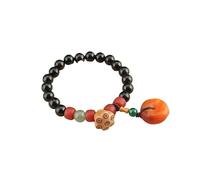 Bracciale vintage etnico in ebano e loto con ciondolo a forma di pace - Bracciale con ciondolo unico for gli amanti della moda bohémien(Brown)