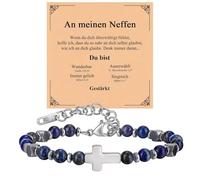 Braccialetti a croce religiosi per uomini e ragazzi - regalo perfetto per figli, papà, nipoti o ragazzi per compleanno, Natale o Pasqua, Josua 1,9, Acciaio inossidabile, No