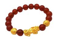 Braccialetti a maglie da uomo Bracciale energetico in pietra preziosa di ossidiana nera naturale e granato, regolabile, con perline di Buddha Piyao, for allontanare gli spiriti maligni, for donne e uo