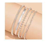 Braccialetti alla caviglia alla moda da donna con perline e ciondolo a catena, braccialetto alla caviglia, accessori for gioielli da spiaggia e surf a piedi nudi (set da 5 pezzi) Cavigliere da donna