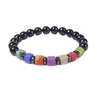 Braccialetti alla moda da donna, grande braccialetto con perline marroni quadrate colorate braccialetto unisex con perline per donne, 16.7cmx8mm, Cristallo, ossidiana