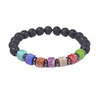 Braccialetti alla moda da donna, grande braccialetto con perline marroni quadrate colorate braccialetto unisex con perline per donne, 16.7cmx8mm, Cristallo, Pietra lavica