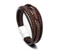 Braccialetti alla moda in vera pelle da uomo, in corda intrecciata multistrato