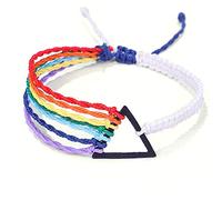 Braccialetti alla moda intrecciati in corda di cera colorata multistrato, creativi e fatti a mano, regolabili, a forma di triangolo cavo