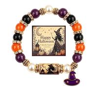 Braccialetti 'Amicizia Di Halloween Bracciale elastico con perline e | Bracciale con Ciondolo di Halloween Per Festival All'Aperto Carnevale Danza Natale Matrimonio Cam