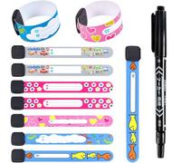 Braccialetti Bambini Sicurezza, 10 Pezzi Identificativi e Penna Non Sbiadita, Anti Perso Antismarrimento Impermeabile Riutilizzabile per Ragazzi