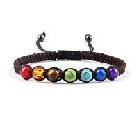 Braccialetti/Braccialetto for donne 6MM 7 Chakra Bracciale intrecciato in pietra naturale Braccialetti Engry Coppia Gioielli Yoga Catena Regalo for amico Bracciale Gioielli(Gold)