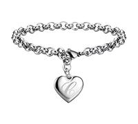 Braccialetti con ciondolo iniziale per braccialetti in acciaio inox con ciondolo a forma di cuore per donne 26 lettere alfabeto braccialetto gioielli per ragazze adolescenti uomini orologio vestito