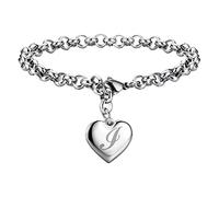 Braccialetti con ciondolo iniziale per braccialetti in acciaio inox con ciondolo a forma di cuore per donne 26 lettere alfabeto braccialetto gioielli per ragazze adolescenti uomini orologio vestito