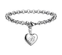 Braccialetti con ciondolo iniziale per braccialetti in acciaio inox con ciondolo a forma di cuore per donne 26 lettere alfabeto braccialetto gioielli per ragazze adolescenti uomini orologio vestito