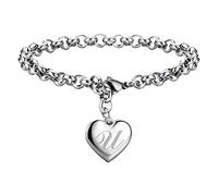 Braccialetti con ciondolo iniziale per braccialetti in acciaio inox con ciondolo a forma di cuore per donne 26 lettere alfabeto braccialetto gioielli per ragazze adolescenti uomini orologio vestito