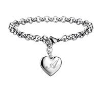 Braccialetti con ciondolo iniziale per braccialetti in acciaio inox con ciondolo a forma di cuore per donne 26 lettere alfabeto braccialetto gioielli per ragazze adolescenti uomini orologio vestito