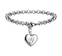 Braccialetti con ciondolo iniziale per braccialetti in acciaio inox con ciondolo a forma di cuore per donne 26 lettere alfabeto braccialetto gioielli per ragazze adolescenti uomini orologio vestito
