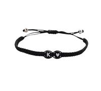 Braccialetti con iniziali a forma di cuore, con 26 lettere, da donna, dalla A alla Z, intrecciati a forma di cuore, realizzati a mano, in corda intrecciata, idea regalo per mamma e figlia, lega