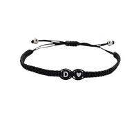 Braccialetti con iniziali a forma di cuore, con 26 lettere, da donna, dalla A alla Z, intrecciati a forma di cuore, realizzati a mano, in corda intrecciata, idea regalo per mamma e figlia, lega