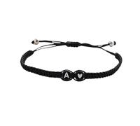 Braccialetti con iniziali a forma di cuore, con 26 lettere, da donna, dalla A alla Z, intrecciati a forma di cuore, realizzati a mano, in corda intrecciata, idea regalo per mamma e figlia, lega metall