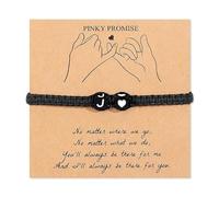 Braccialetti con iniziali da donna, regolabili, con lettere dalla A alla Z, intrecciati, gioielli dell'amicizia, con cuore e anelli a cuore, per sorella, figlia, mamma, compleanno, Medio, Ottone, Non