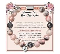 Braccialetti con iniziali per donne adolescenti ragazza regali braccialetti con perline migliore amica regalo di compleanno per lei regolabile intrecciato perline di pietra lavica lettera A-Z Link