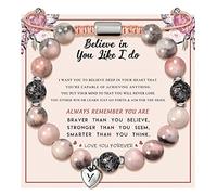 Braccialetti con iniziali per donne adolescenti ragazza regali braccialetti con perline migliore amica regalo di compleanno per lei regolabile intrecciato perline di pietra lavica lettera A-Z Link
