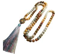 Braccialetti con nappe buddiste Perline opache naturali | Gioielli con perline di preghiera annodati a mano 108