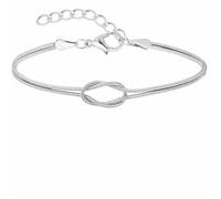 Braccialetti con Nodo Legato a Madre e Figlia, Braccialetto Infinito con Catena a Forma di Serpente con Nodo d'Amore per Donna Bracciale in Argento Sterling Placcato Oro (Silver)