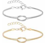 Braccialetti con Nodo Legato a Madre e Figlia, Braccialetto Infinito con Catena a Forma di Serpente con Nodo d'Amore per Donna Bracciale in Argento Sterling Placcato Oro (Gold+Silver)