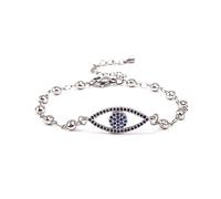 Braccialetti con occhio di malocchio per donne ragazze signore braccialetto in argento portafortuna braccialetti dell'amicizia con occhio blu catena a maglia regolabile gioielli alla moda, 21.5
