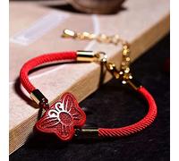 Braccialetti con perline, Braccialetti di protezione for uomo Donna, Bracciale Feng Shui Bracciale talismano con farfalla in cristallo cinabro naturale Protegge la fortuna Ricchezza Buona fortuna Pros