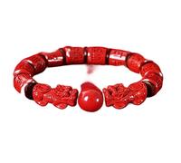 Braccialetti con perline, Braccialetti di protezione for uomo Donna, Bracciale Feng Shui Cinabro naturale Pixiu/Pi Yao Bracciale sei parole vere for uomo Donna Bracciale for meditazione Reiki Esorcism