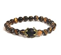Braccialetti con perline con occhio di tigre, braccialetti con corona alla moda, braccialetti elastici, braccialetti con perline fortunate, regali accessori da uomo e da donna