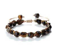 Braccialetti con perline di pietra da 8 mm, bracciale intrecciato regolabile fatto a mano, gioielli donna e uomo for yoga(E)