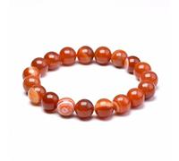 Braccialetti con perline di pietre semipreziose rotonde rosse naturali for donne e uomini, gioielli curativi, accessori, regalo(10mm,22cm)