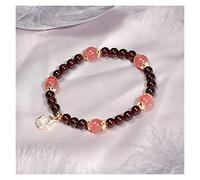 Braccialetti con Perline di Quarzo rutilato di di Fragola Naturale Granato a Forma di Luna per Gioielli di Femminile da Donna, Braccialetto